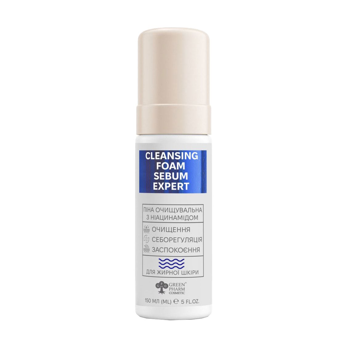 Очищувальна пінка для обличчя Green Pharm Cosmetic Sebum Expert Cleansing Foam з ніацинамідом, 150 мл